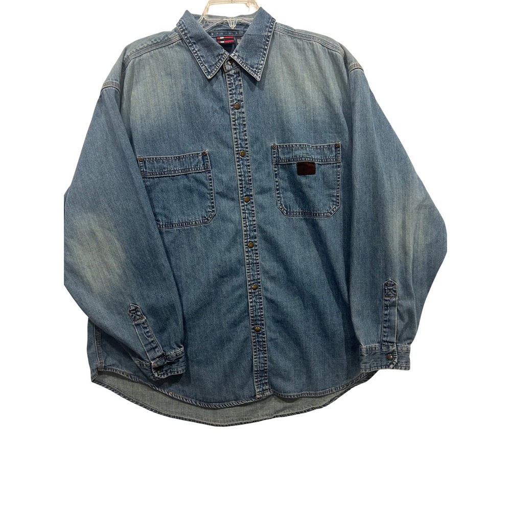Vintage Bugle Boy Denim Shirt Snap‎ Button Long Sleeve Y2K XL (671)